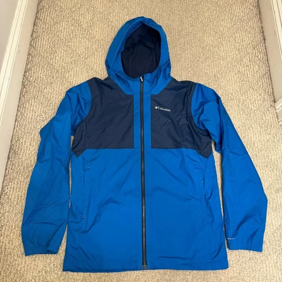Columbia Jacket Coat Omni Tech Hood Fleece Lined Size XL Blue